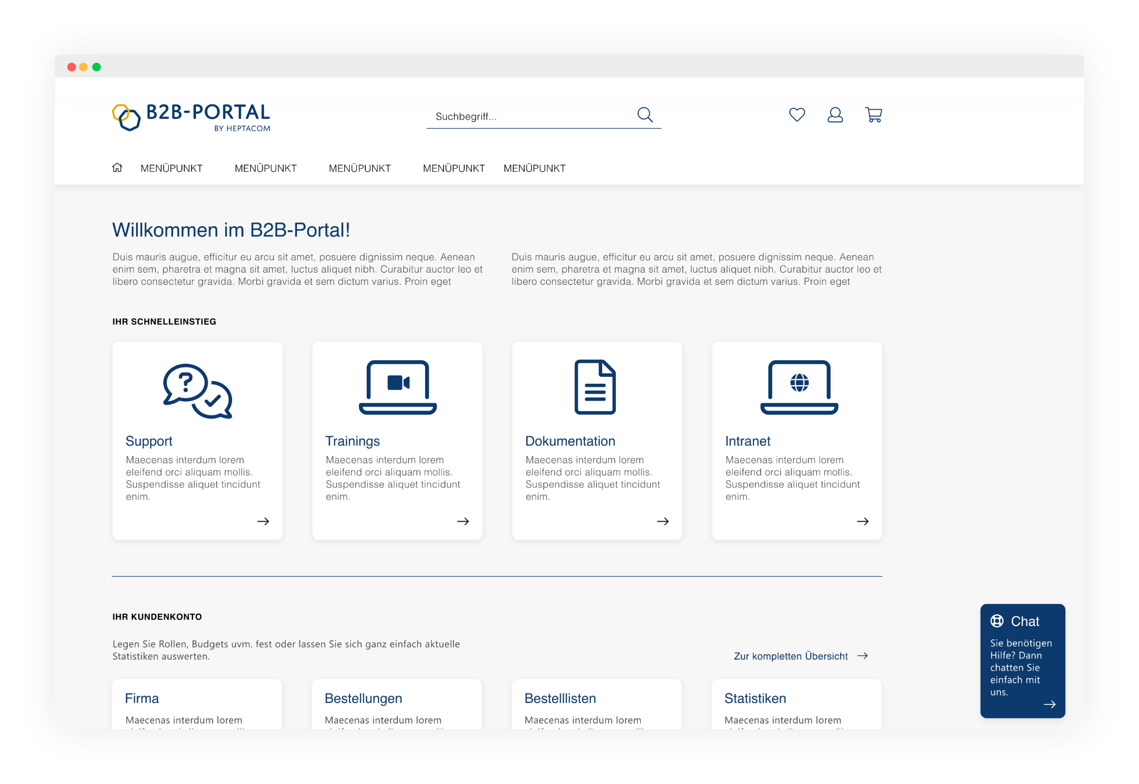 Dashboard des B2B-Portals