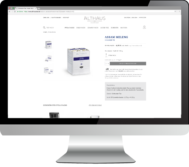 Shopware Referenz: Onlineshop für Althaus Tea - Tee-Tradition stilvoll in Szene gesetzt.