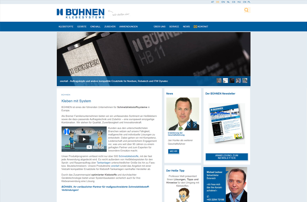 Reference: The new online presence of the company Bühnen Klebesysteme was realised by us with Shopware.