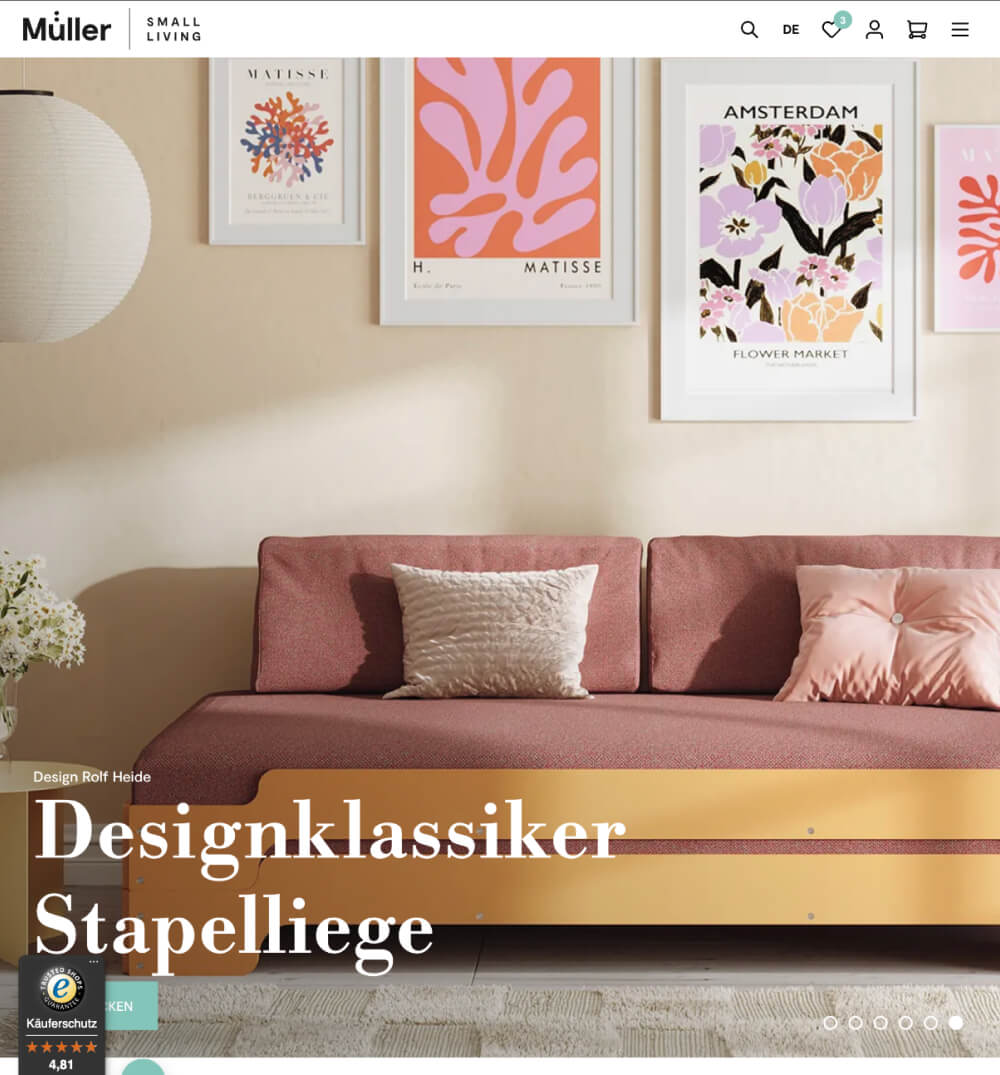 Müller Möbelwerkstätten GmbH Online-Shop Homepage