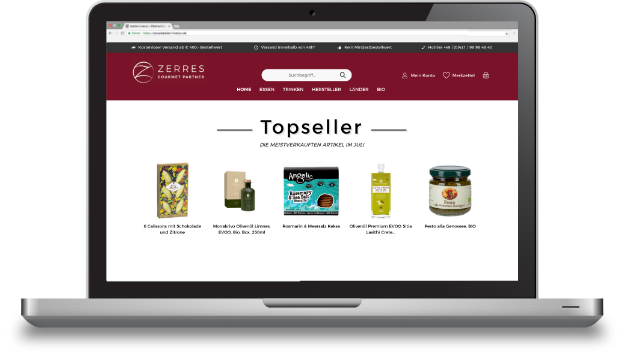 Shopware Partner Referenz: Zerres Gourmet Partner B2B Onlineshop für Feinkost und Delikatessen
